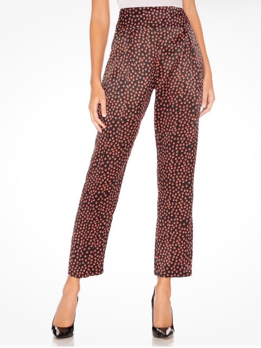 L'agence Abrinne Pants Women 4  Black Multi 100% Silk Hidden Back Zip